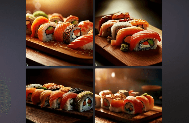 bing image creator example sushi rolls