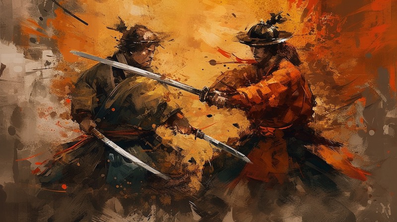 chatgpt midjourney example samurai oil painting
