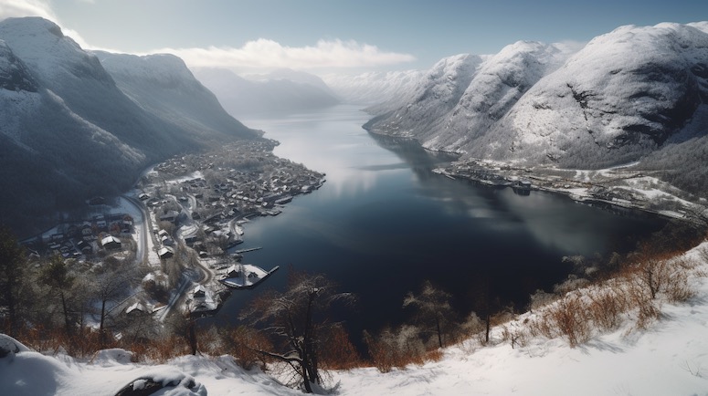 midjourney norway fjords landscape example