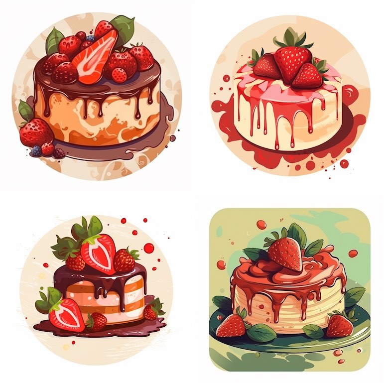 midjourney prompts for logos dessert cake