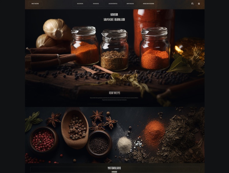 midjourney website design prompt spices store