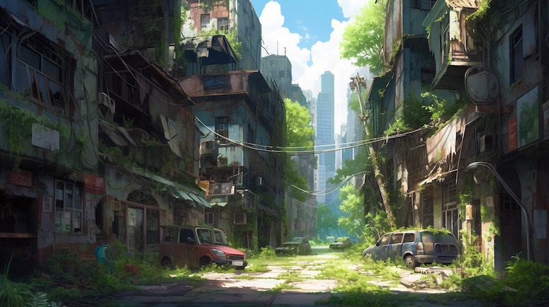 midjourney prompt anime landscape city