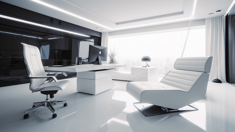 futuristic home office interior design midjourney