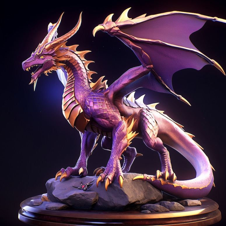 midjourney prompt dragon 3d model game asset