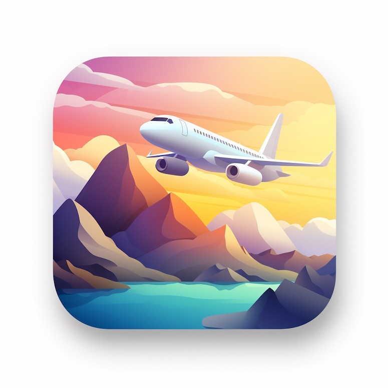 midjourney prompt for travel app icon