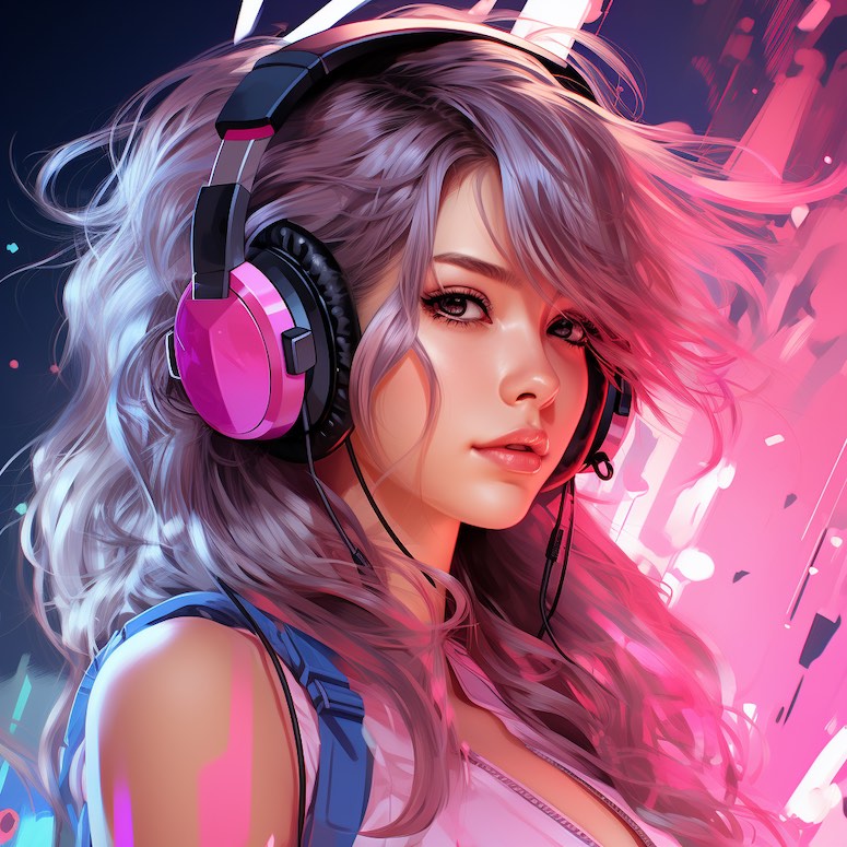 gamer girl digital avatar midjourney prompt