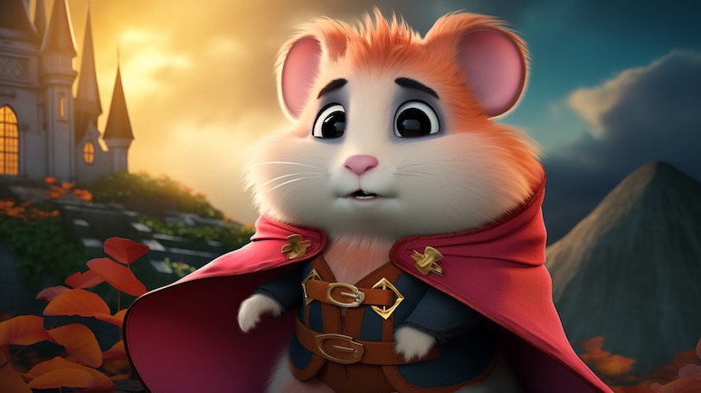 3d hamster hero prompt in midjourney