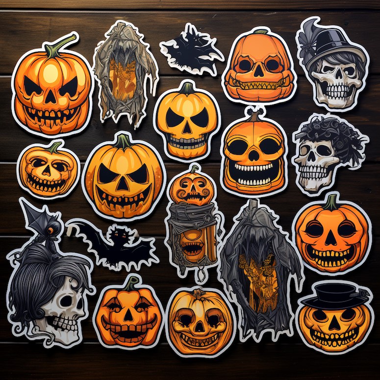 halloween sticker bundle midjourney prompt example