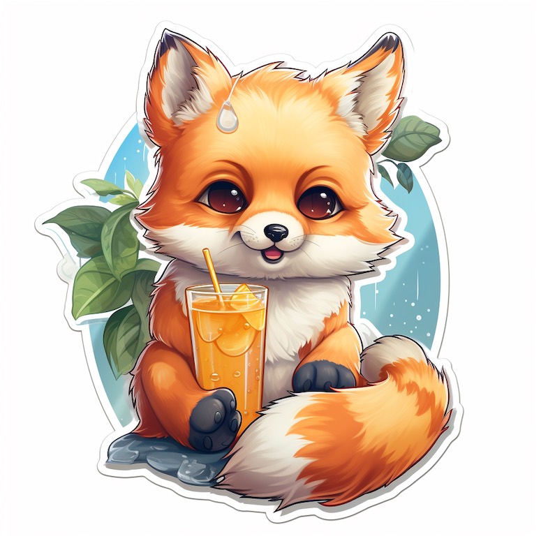 midjourney fox sticker prompt