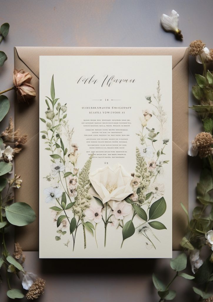 midjourney prompt for wedding invitations example