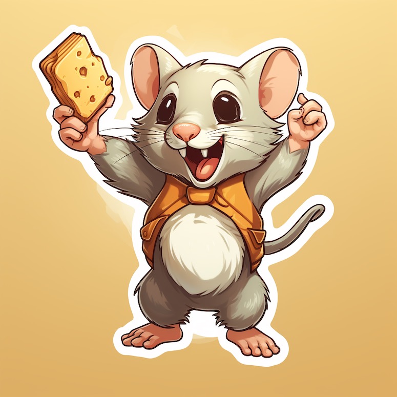 mouse and cheese midjourney sticker prompt example