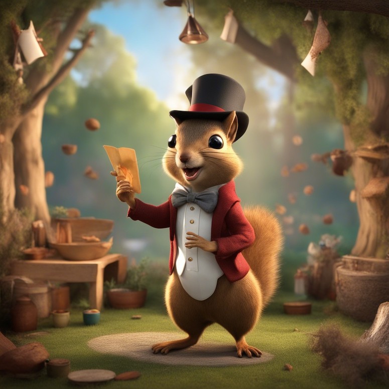 3d squirrel magician stable diffusion