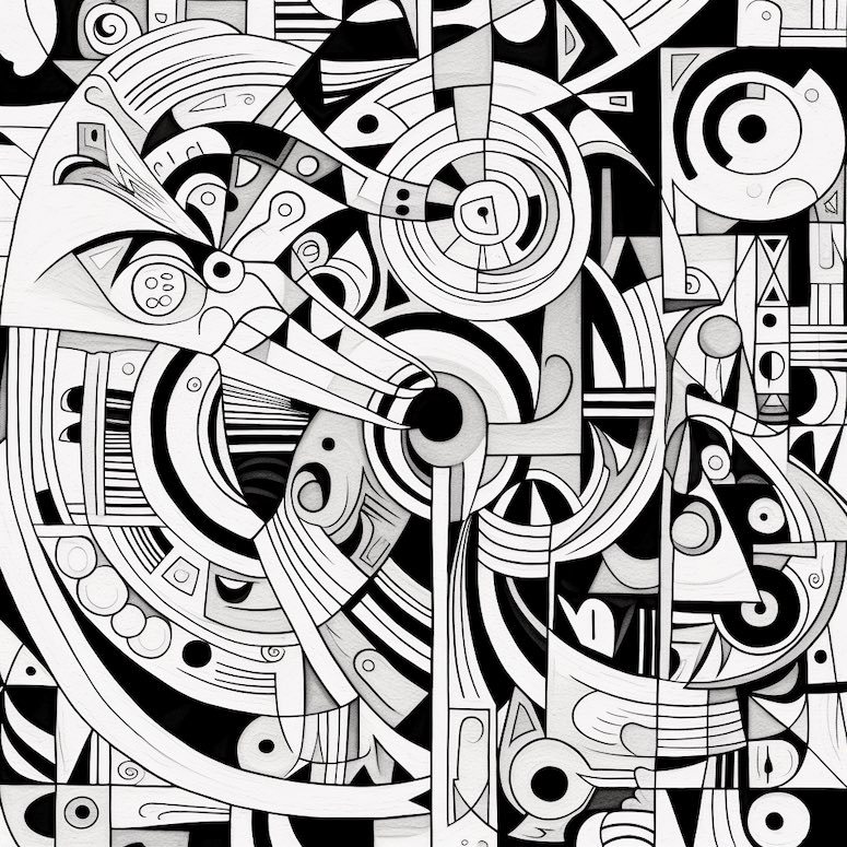 abstract design coloring book midjourney prompt