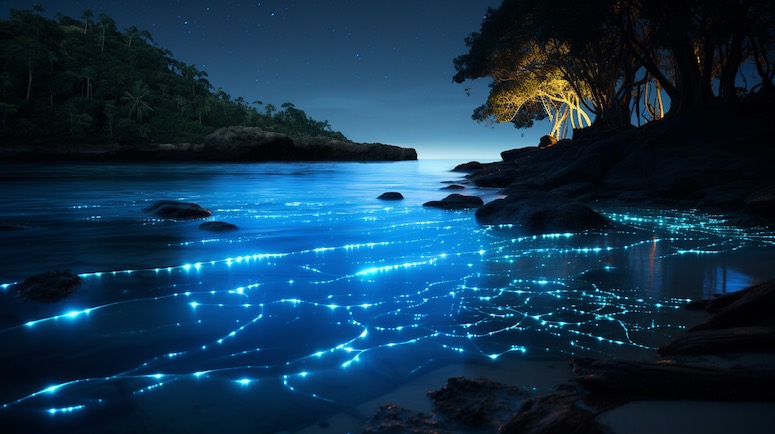 bioluminescent bay midjourney prompt