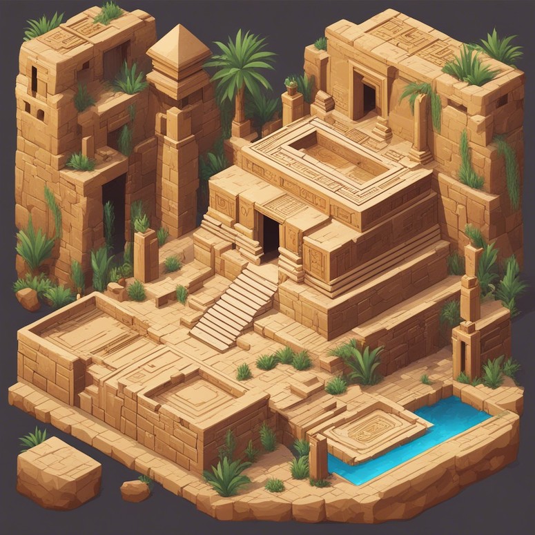 egyptian tomb isometric game assets stable diffusion