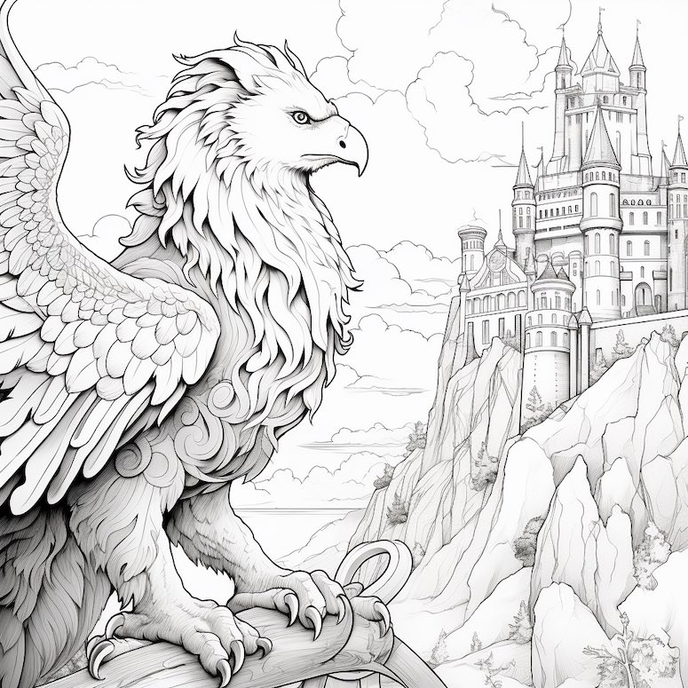 griffin coloring book midjourney prompt