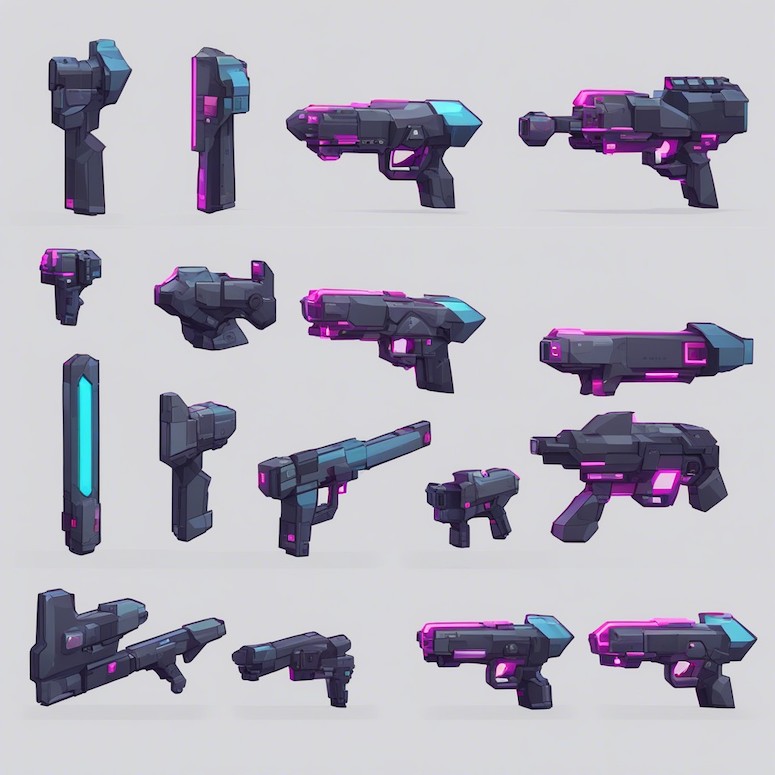 laser weapons low poly game assets stable diffusion
