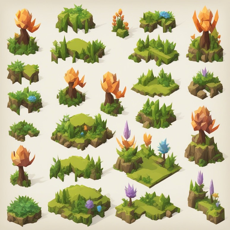 low poly plants game assets stable diffusion