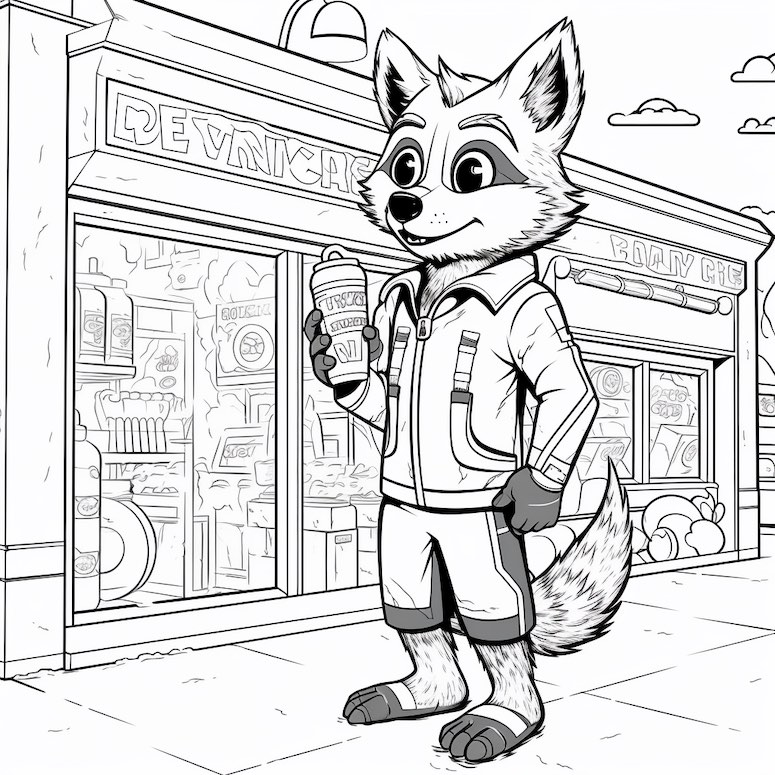 midjourney prompts for coloring books raccoon