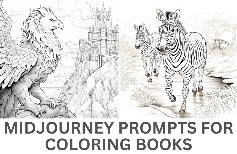 Kids coloring book pages with Midjourney AI