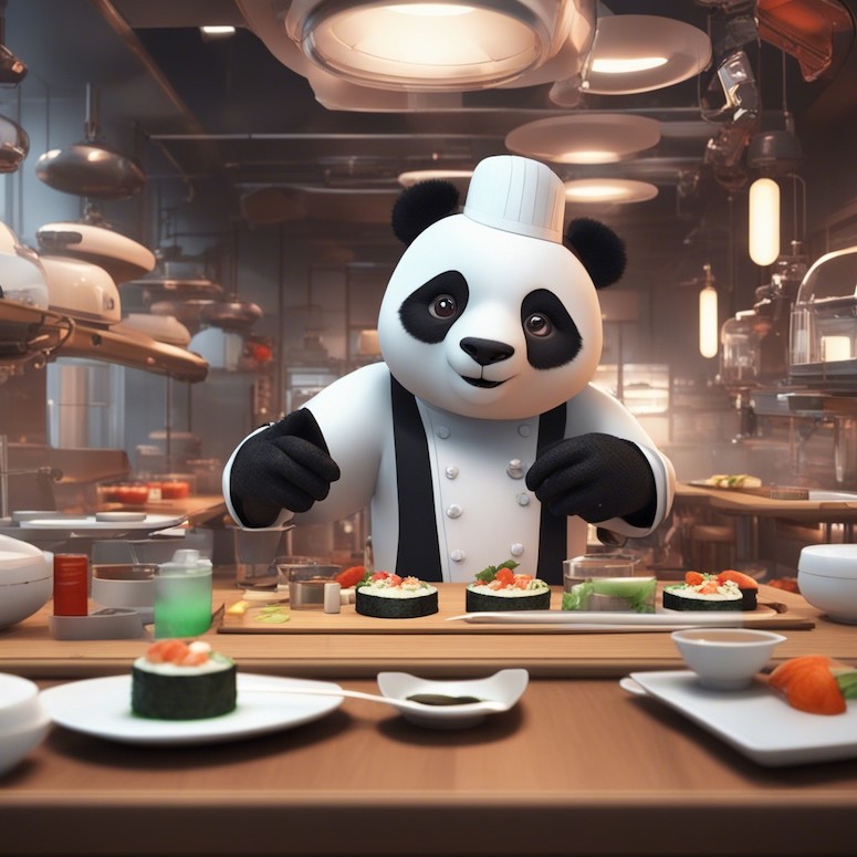 panda chef 3d character in stable diffusion