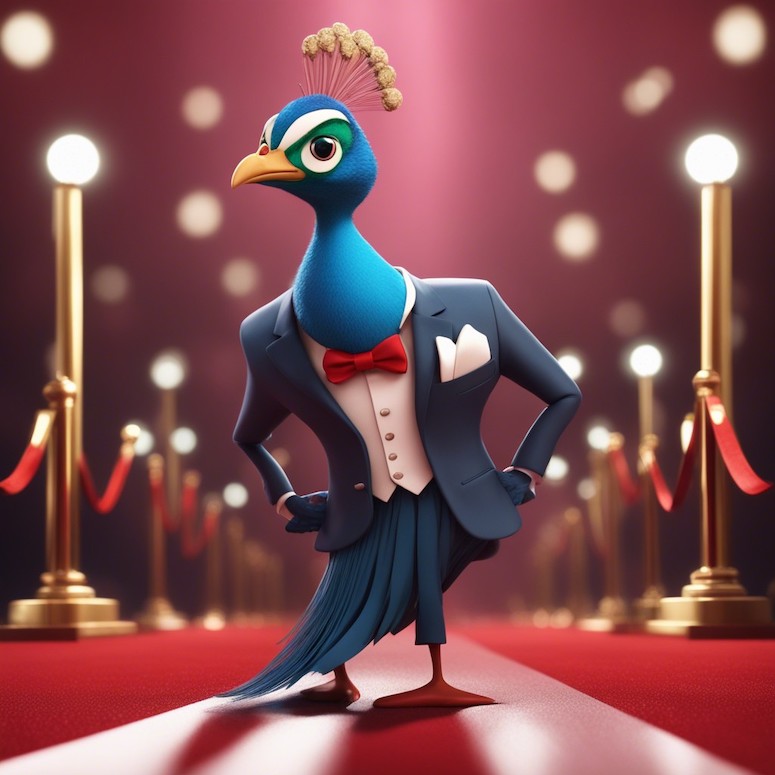 peacock cartoon character stable diffusion prompt