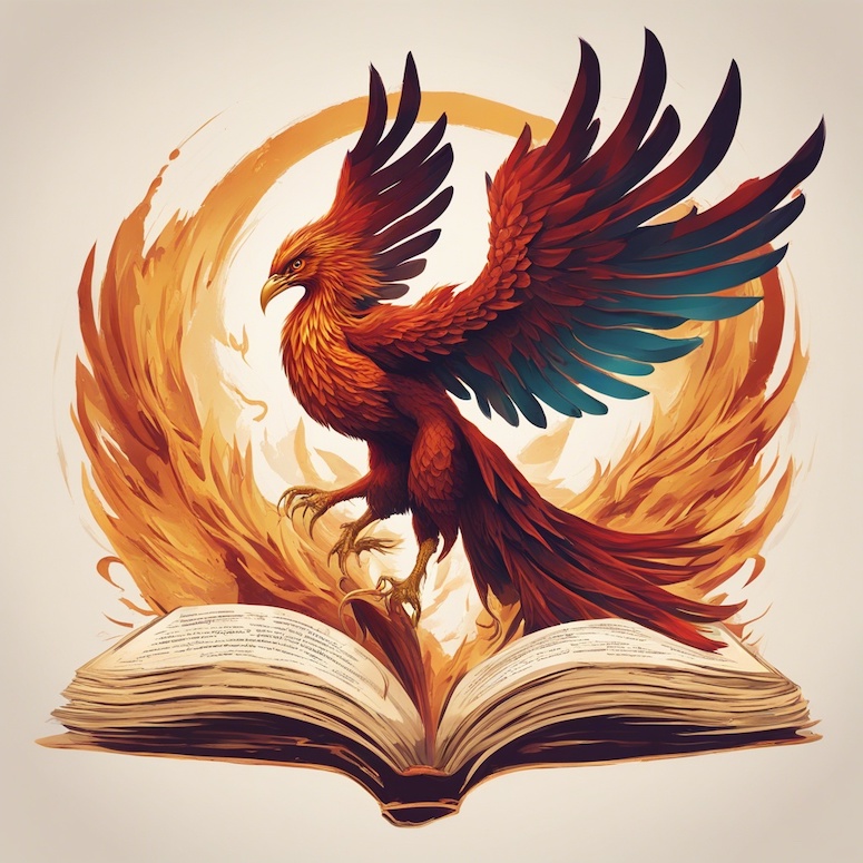 phoenix book logo stable diffusion prompt