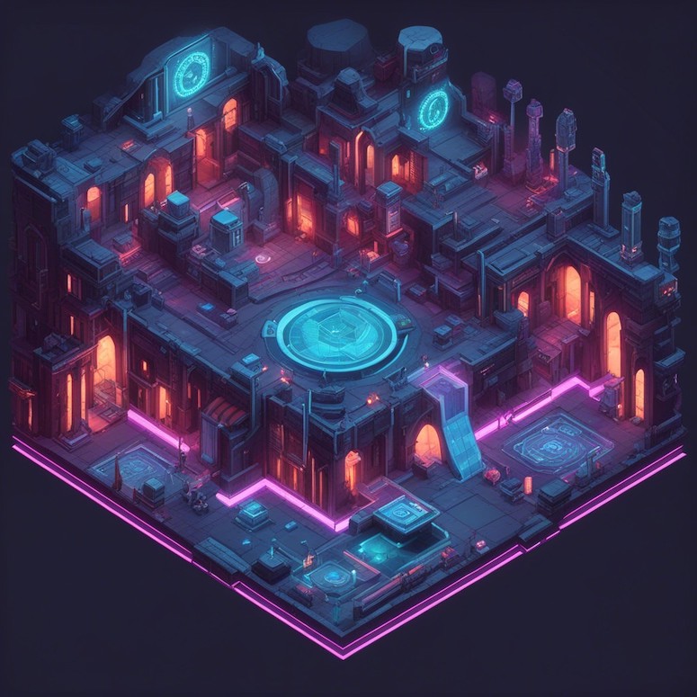 sci-fi city isometric game assets stable diffusion