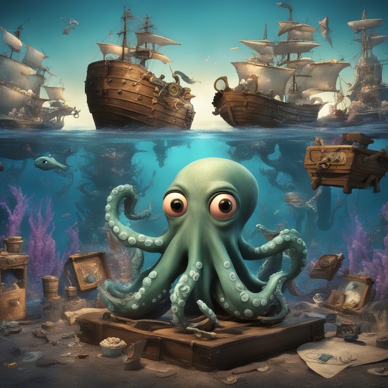 underwater octopus animated character stable diffusion