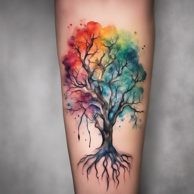 abstract watercolor tattoo stable diffusion prompt