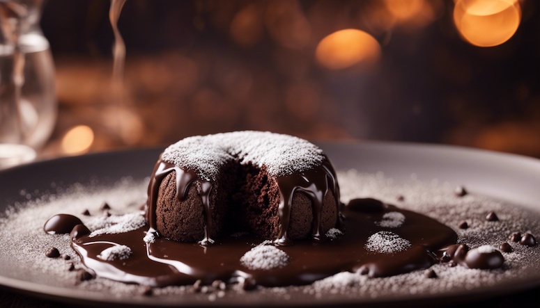 food photography chocolate lava cake prompt stable diffusion