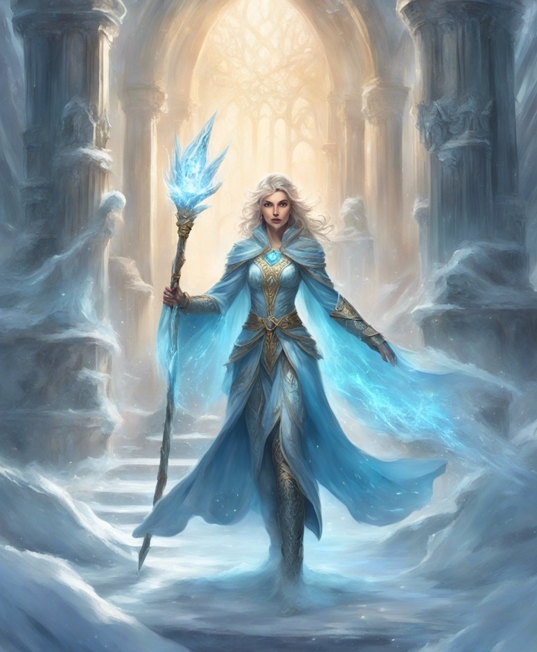 ice mage fantasy character wanderer stable diffusion prompt