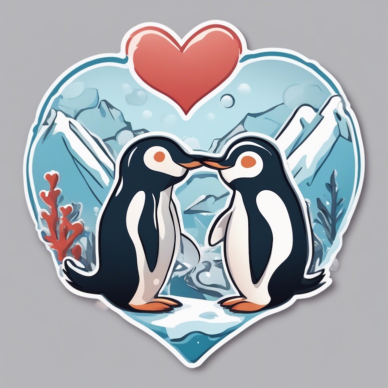 penguin couple kiss sticker stable diffusion