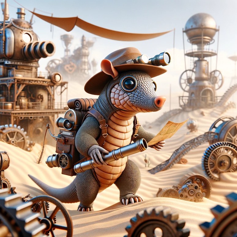 3d animated armadillo character dalle 3 prompt