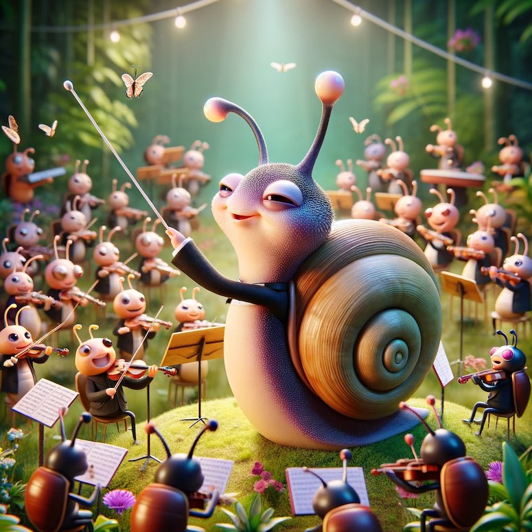 3d animated snail character prompt dalle