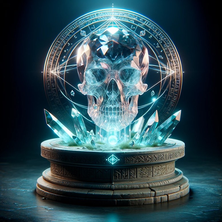 ancient skull 3d game asset in dalle 3