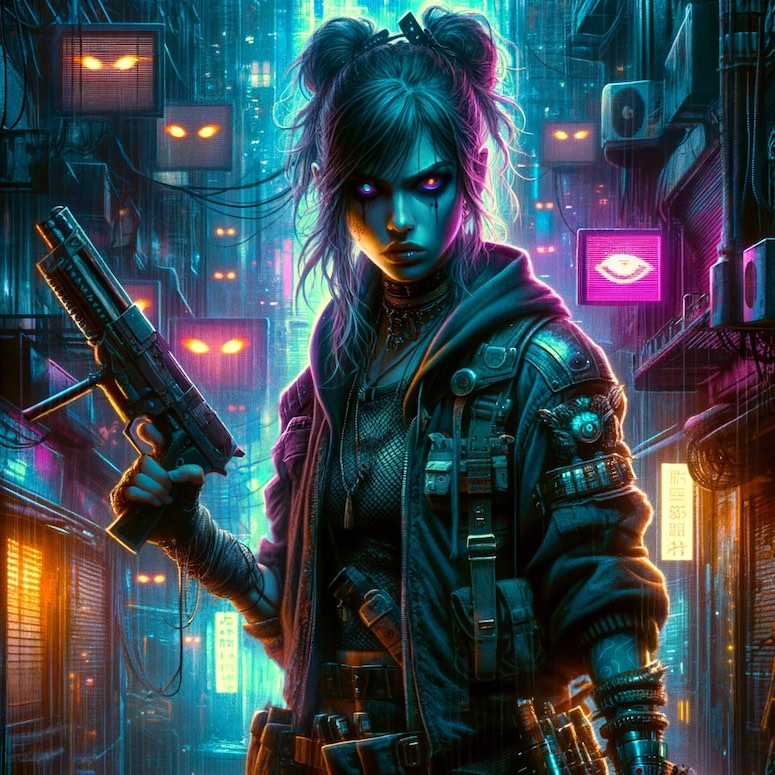dalle 3 cyberpunk style prompt example