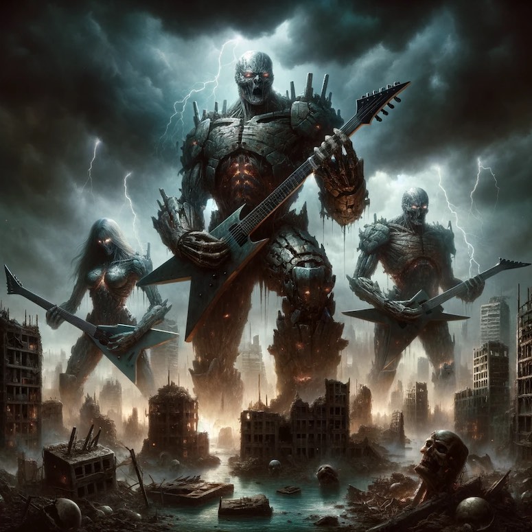dalle 3 metal album cover prompt example