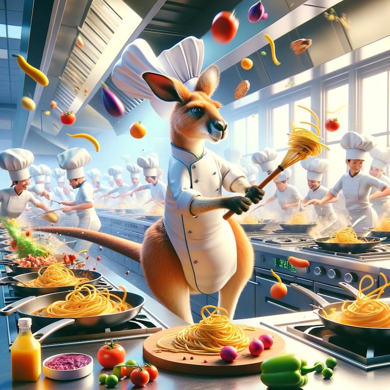 kangaroo chef dalle 3 character prompt